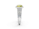 White gold Fancy Yellow Princess Cut Halo Pavé Diamond Engagement Ring with Split Shank and Four-Prong Setting_5