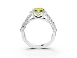 White gold Fancy Yellow Princess Cut Halo Pavé Diamond Engagement Ring with Split Shank and Four-Prong Setting_6
