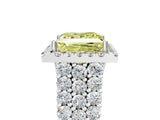 White gold Fancy Yellow Princess Cut Halo Pavé Diamond Engagement Ring with Split Shank and Four-Prong Setting_8