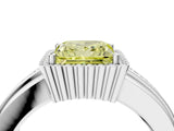 White gold Fancy Yellow Princess  Cut Halo Pave Band Four-Prong Ring_33
