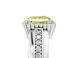 White gold Fancy Yellow Princess  Cut Halo Pave Band Four-Prong Ring_34