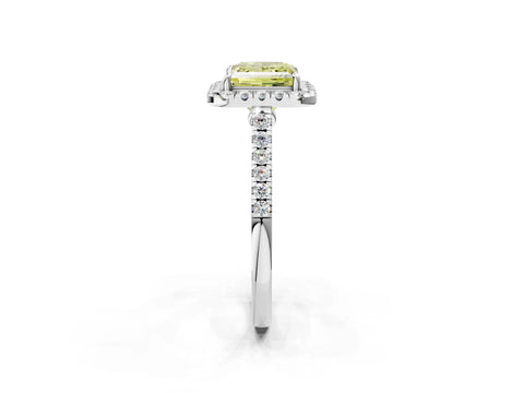 White gold Fancy Yellow Princess Cut Halo Pave Diamond Engagement Ring with Four-Prong Setting_2