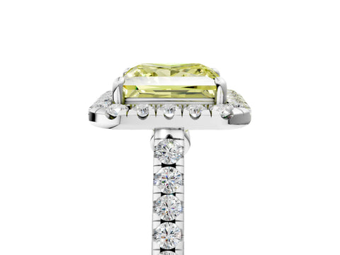 White gold Fancy Yellow Princess Cut Halo Pave Diamond Engagement Ring with Four-Prong Setting_5