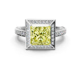 White gold Fancy Yellow Princess  Cut Halo Pave Split Shank Prong Setting Ring_44