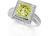 White gold Fancy Yellow Princess  Cut Halo Pave Split Shank Prong Setting Ring_45