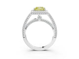 White gold Fancy Yellow Princess  Cut Halo Pave Split Shank Prong Setting Ring_47