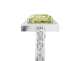 White gold Fancy Yellow Princess  Cut Halo Pave Split Shank Prong Setting Ring_49