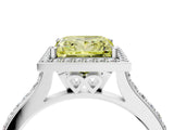 White gold Fancy Yellow Princess Cut Halo Round Diamond Pavé Band with Four-Prong Setting_37