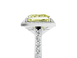 White gold Fancy Yellow Princess Cut Halo Round Diamond Pavé Band with Four-Prong Setting_38