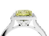 White gold Fancy Yellow Princess Cut Halo Round Diamond Pavé Band with Four-Prong Setting_54