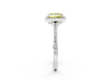 White gold Fancy Yellow Princess Cut Halo Round Diamond Pavé Band with Four-Prong Setting_64