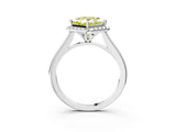 White gold Fancy Yellow Princess Cut Halo Round Diamond Solitaire Engagement Ring with Pave Band and Four-Prong Setting_27