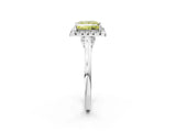 White gold Fancy Yellow Princess Cut Halo Round Diamond Solitaire Ring with Pavé Band and Four-Prong Setting_14