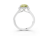 White gold Fancy Yellow Princess Cut Halo Round Diamond Solitaire Ring with Pavé Band and Four-Prong Setting_15