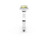 White gold Fancy Yellow Princess Cut Halo Round Diamond Twist Band with Four-Prong Setting_14