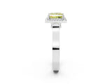 White gold Fancy Yellow Princess Cut Halo Round Diamond Twist Band with Four-Prong Setting_26