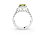 White gold Fancy Yellow Princess Cut Halo Round Diamond Twist Band with Four-Prong Setting_27