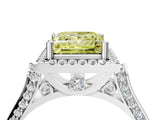 White gold Fancy Yellow Princess Cut Halo Round Diamond Twist Band with Four-Prong Setting_28