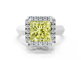 White gold Fancy Yellow Princess  Cut Halo Solitaire Engagement Ring with Square Band and Four-Prong Setting_111
