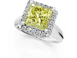 White gold Fancy Yellow Princess  Cut Halo Solitaire Engagement Ring with Square Band and Four-Prong Setting_113