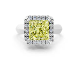 White gold Fancy Yellow Princess  Cut Halo Solitaire Engagement Ring with Square Band and Four-Prong Setting_12