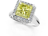 White gold Fancy Yellow Princess  Cut Halo Solitaire Engagement Ring with Square Band and Four-Prong Setting_13