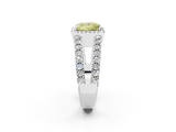 White gold Fancy Yellow Princess  Cut Halo Split Shank Diamond Ring with Four-Prong Setting_2