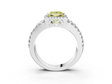 White gold Fancy Yellow Princess  Cut Halo Split Shank Diamond Ring with Four-Prong Setting_3