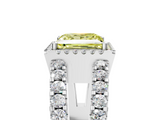 White gold Fancy Yellow Princess  Cut Halo Split Shank Diamond Ring with Four-Prong Setting_5