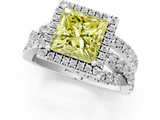 White gold Fancy Yellow Princess  Cut Halo Split Shank Prong Setting Ring_1