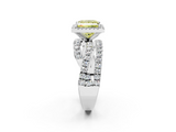 White gold Fancy Yellow Princess  Cut Halo Split Shank Prong Setting Ring_2