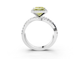 White gold Fancy Yellow Princess  Cut Halo Split Shank Prong Setting Ring_3