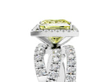 White gold Fancy Yellow Princess  Cut Halo Split Shank Prong Setting Ring_47