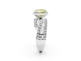 White gold Fancy Yellow Princess  Cut Halo Split Shank Prong Setting Ring_50