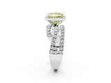 White gold Fancy Yellow Princess  Cut Halo Split Shank Prong Setting Ring_51