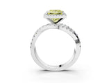 White gold Fancy Yellow Princess  Cut Halo Split Shank Prong Setting Ring_52
