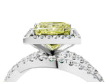 White gold Fancy Yellow Princess  Cut Halo Split Shank Prong Setting Ring_53