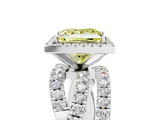 White gold Fancy Yellow Princess  Cut Halo Split Shank Prong Setting Ring_5
