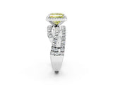 White gold Fancy Yellow Princess  Cut Halo Split Shank Prong Setting Ring_63