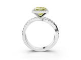 White gold Fancy Yellow Princess  Cut Halo Split Shank Prong Setting Ring_64