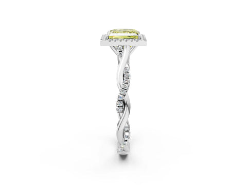 White gold Fancy Yellow Princess Cut Halo Twist Band with Four-Prong Setting_2