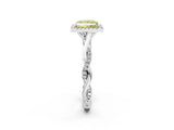White gold Fancy Yellow Princess Cut Halo Twist Band with Four-Prong Setting_74