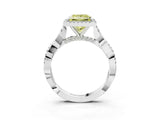 White gold Fancy Yellow Princess Cut Halo Twist Band with Four-Prong Setting_75