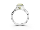 White gold Fancy Yellow Princess  Cut Halo Twisted Band Four-Prong Ring_3