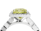White gold Fancy Yellow Princess  Cut Halo Twisted Band Four-Prong Ring_4
