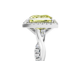 White gold Fancy Yellow Princess  Cut Halo Twisted Band Four-Prong Ring_5