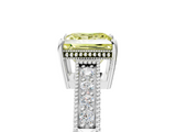 White gold Fancy Yellow Princess  Cut Milgrain Channel Set Engagement Ring with Solitaire Prong Setting_5