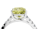 White gold Fancy Yellow Princess  Cut Pavé Band Solitaire Ring with Four-Prong Setting_10