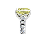 White gold Fancy Yellow Princess  Cut Pavé Band Solitaire Ring with Four-Prong Setting_11