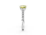 White gold Fancy Yellow Princess  Cut Pavé Band Solitaire Ring with Four-Prong Setting_2